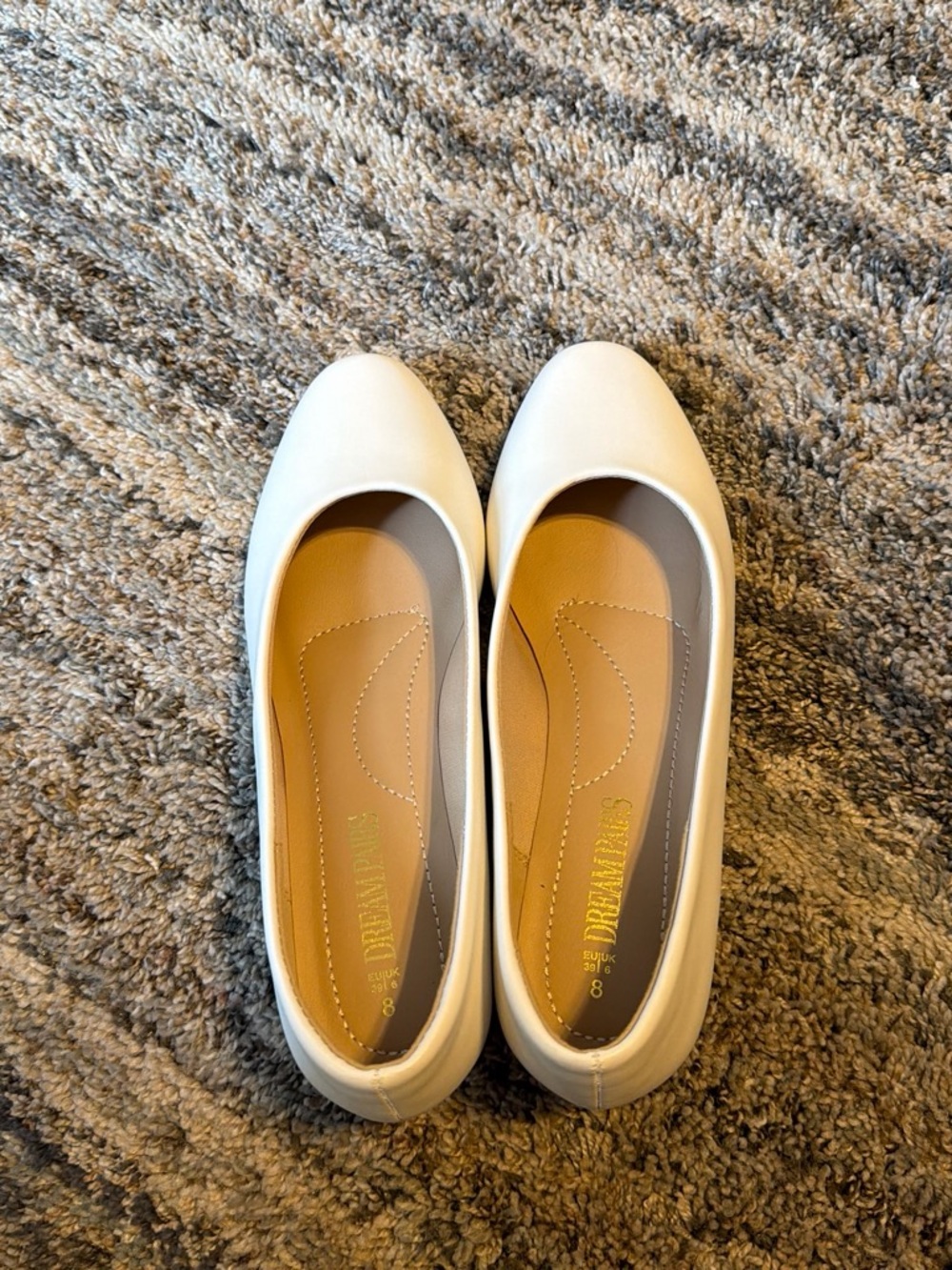 Women's White Ballet Flats with Cushioned Insole
